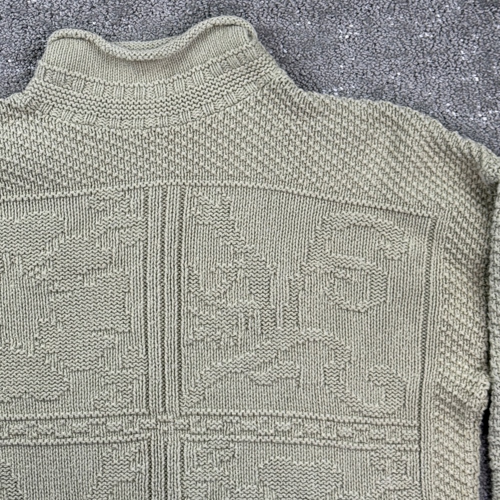 Hunt Club Sweater Women Large Green Textured Knit Mock Neck Vintage Cottagecore